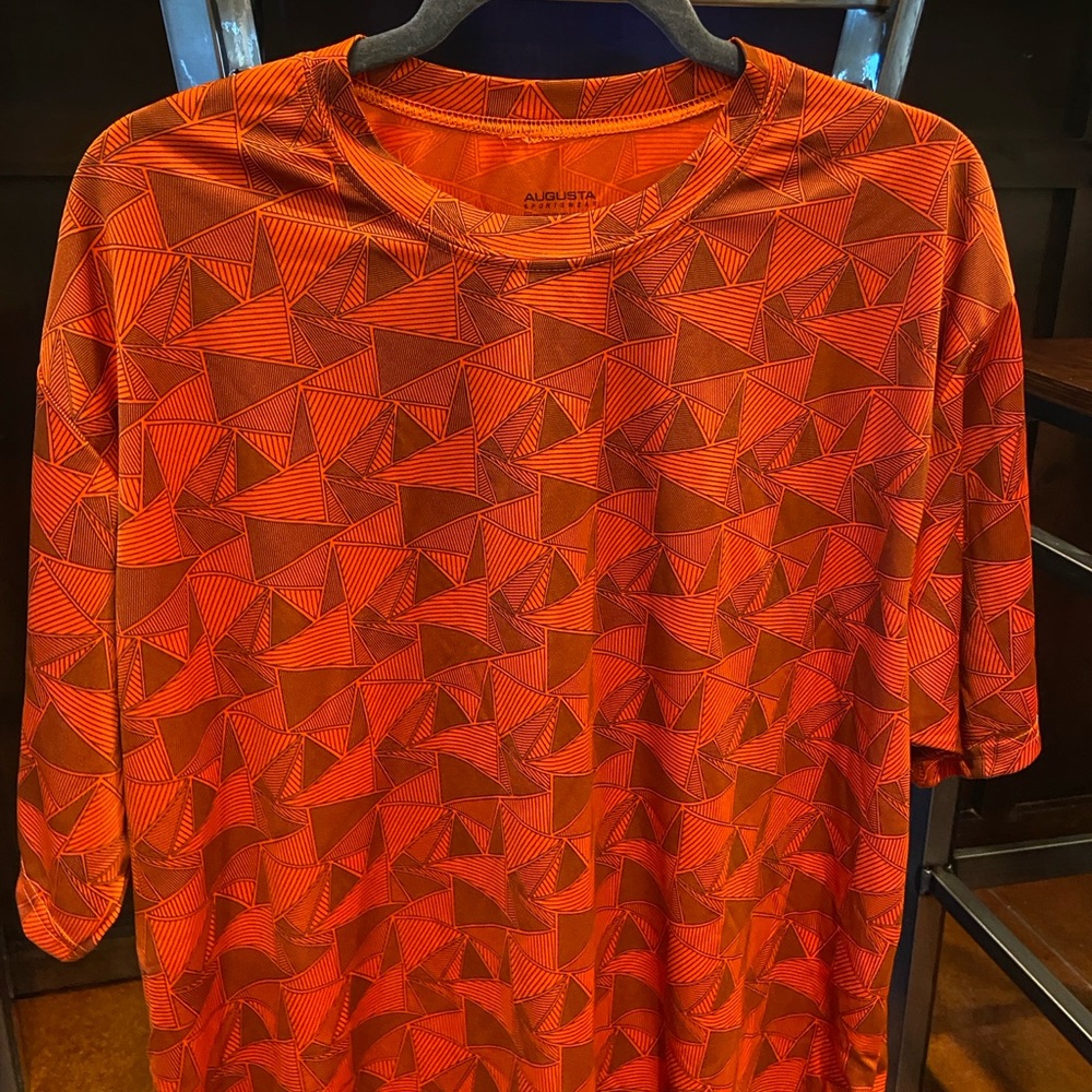 Augusta Sportswear Red Geometric Graphic Short Sleeve T-Shirt Mens Athletic